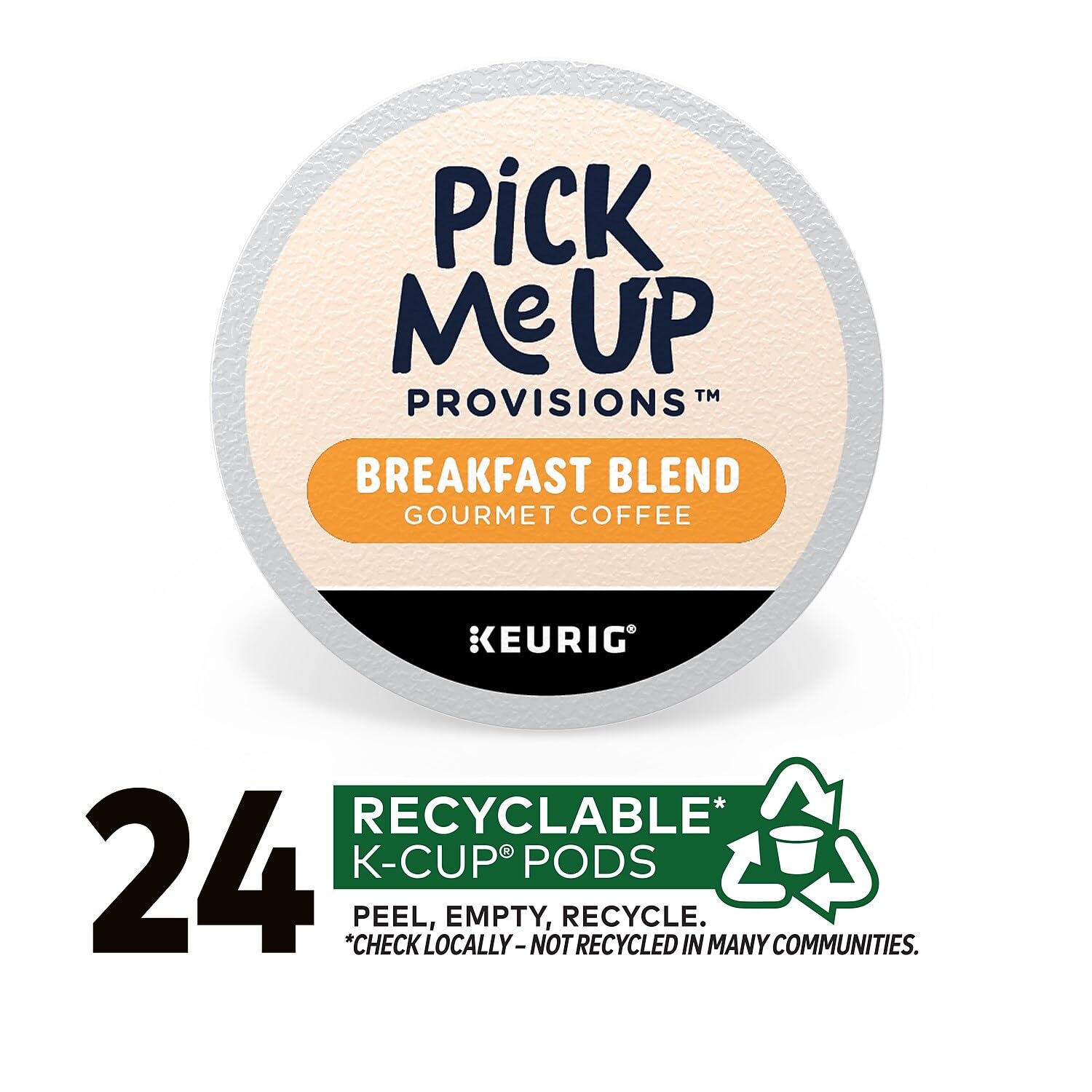 Pick Me Up Provisions Breakfast Blend Coffee - Light Roast, Keurig K-Cup Pods, Compatible, 24 Count, Kosher, Recyclable Coffee Pods