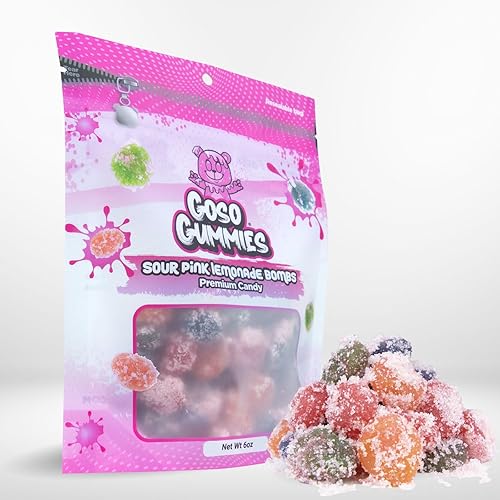 Goso Gummies Sour Pink Lemonade Bombs - 6oz Bag - Sour Pink Lemonade Juice-Filled Viral Premium Candy