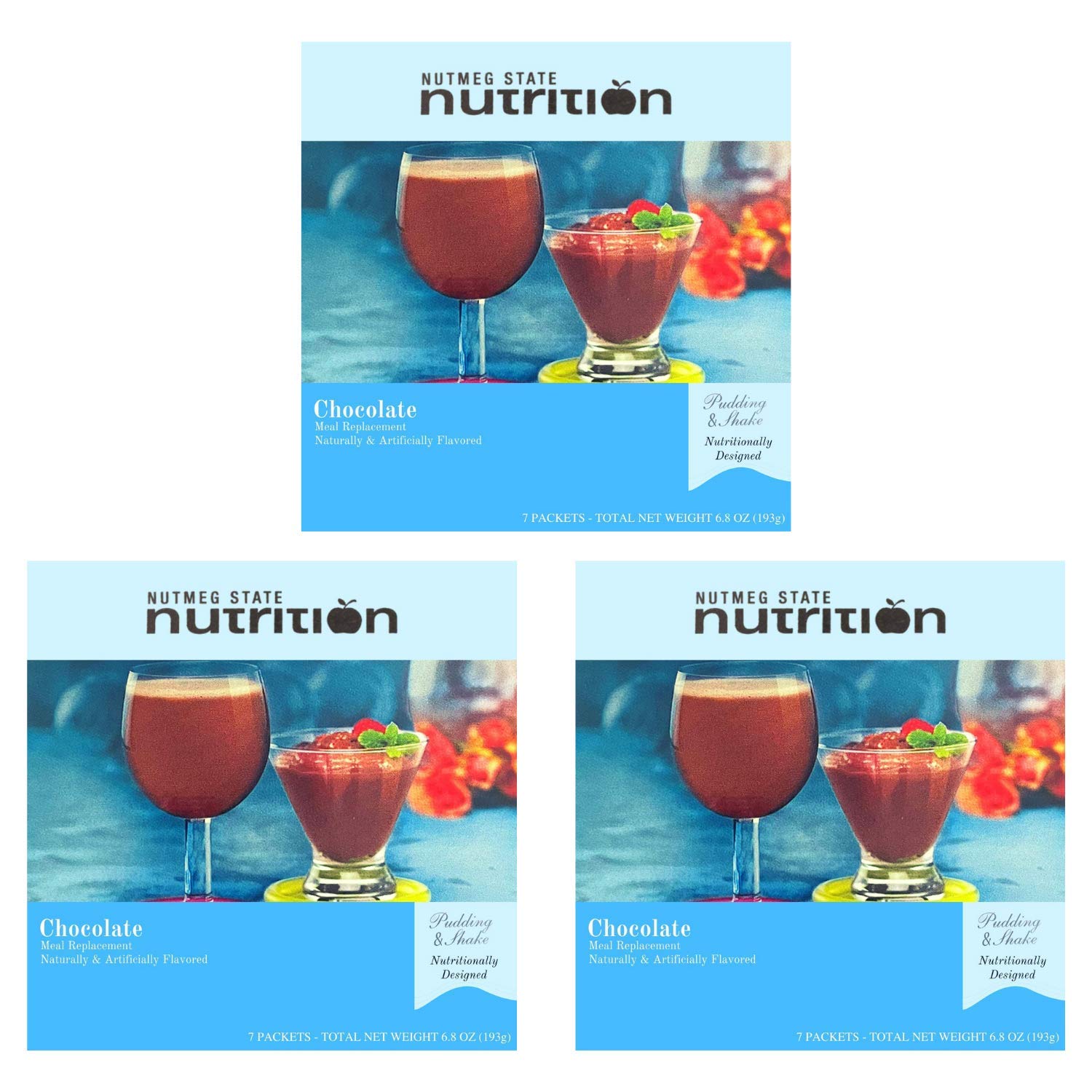 3 Box Value Pack (21 Servings) Nutmeg State Nutrition High Protein Meal Replacement Weight Loss Shake/Low-Carb Diet Shakes & Pudding Mix (15g Protein)