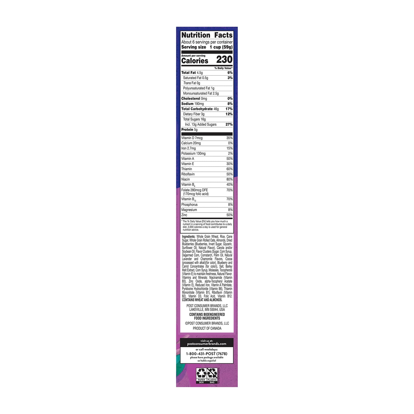 Sweet Dreams Night Time Cereal, Blueberry and Almond, 13.5 OZ Box