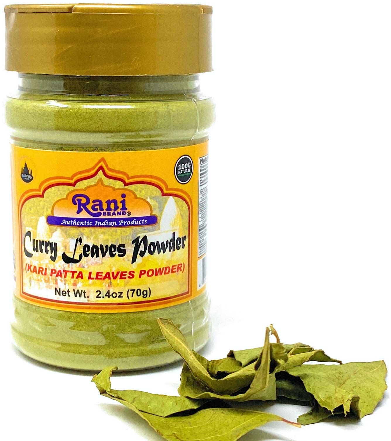 Rani Curry Leaves Powder (Kari Neem Patha) Indian Spice 2.4oz (70g) PET Jar ~ All Natural | Vegan | Gluten Friendly | NON-GMO | Indian Origin