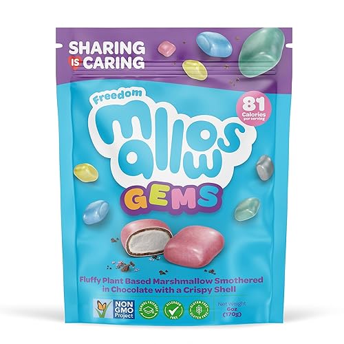 Freedom Confectionery Mallows Gems - Chocolate-Coated Marshmallows with Crispy Shell & Fluffy Center - Gelatine-Free, Gluten-Free & Allergen-Free
