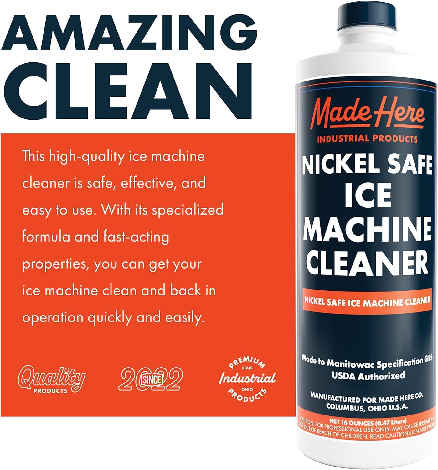 Made Here Co. Nickel Safe Ice Machine Cleaner and Descaler16 oz 2-Pack