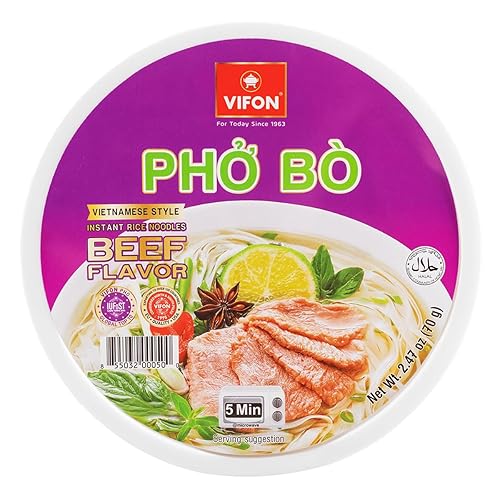 Vifon, Pho Bo Vietnamese Style Instant Rice Noodles Beef Flavor, 2.47 Ounce