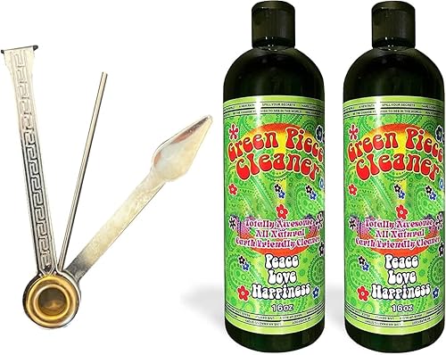 Green Piece® Cleaner - Two of the 16 oz Bottles of Glass Cleaner (Made in USA) - Including a 100% Stainless Steel Reamer - 3 in 1 tool - Excellent