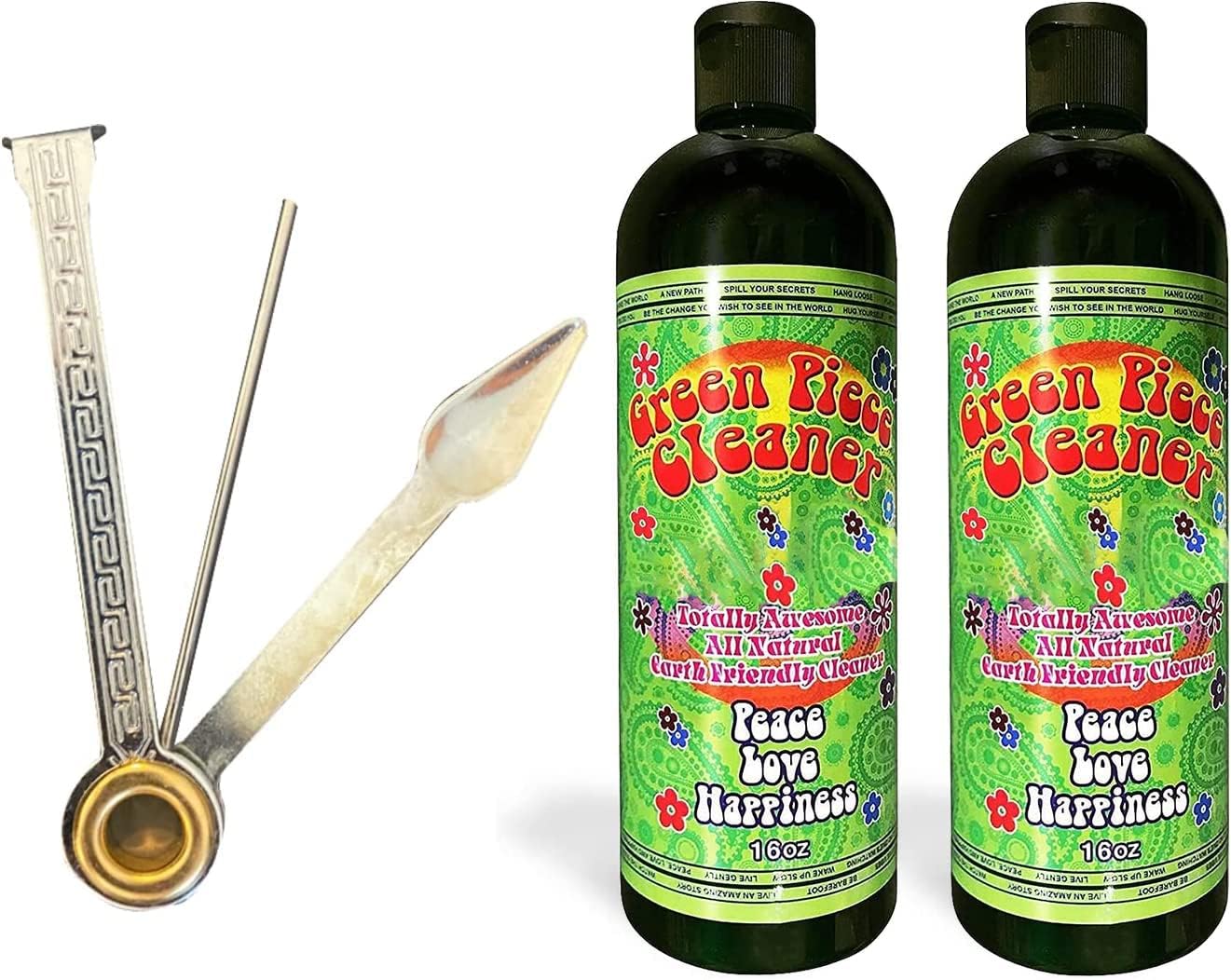 Green Piece® Cleaner - Two of the 16 oz Bottles of Glass Cleaner (Made in USA) - Including a 100% Stainless Steel Reamer - 3 in 1 tool - Excellent