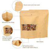 Blisstime 50 Pack Kraft Paper Stand Up Pouch Bags, Resealable Bag with Transparent Window and Tear Notch for Multipurpose Storage (4.7 X 7.9 Inches)