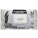 ForPro Professional Collection Disposable Nitrile Gloves, Chemical Resistant, Powder-Free, Latex-Free, Non-Sterile, Food Safe, 4 Mil, Black, Medium
