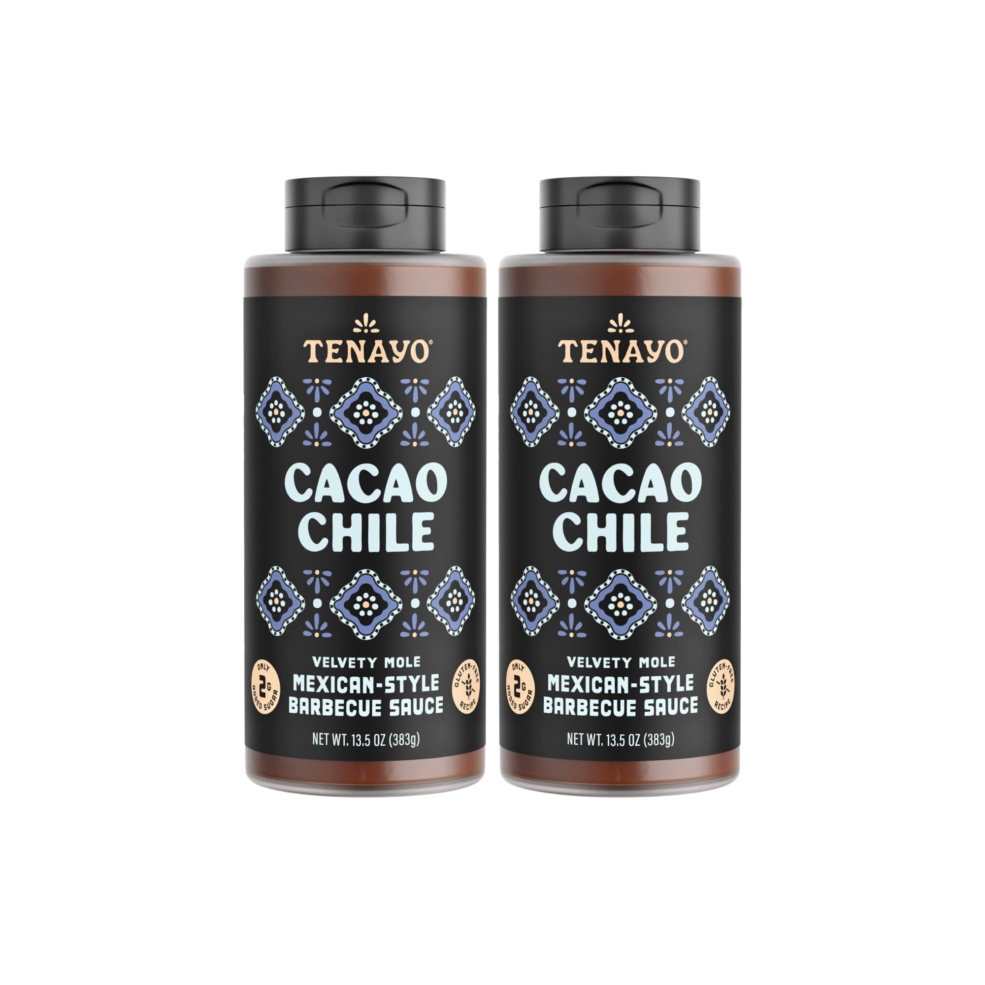 Tenayo Cacao Chile Barbecue Sauce, 2-Pack (13.5 oz Bottles) - Mexican Style Sauce with Chocolate, Chiles & Spices - Only 4g of Sugar, Gluten Free