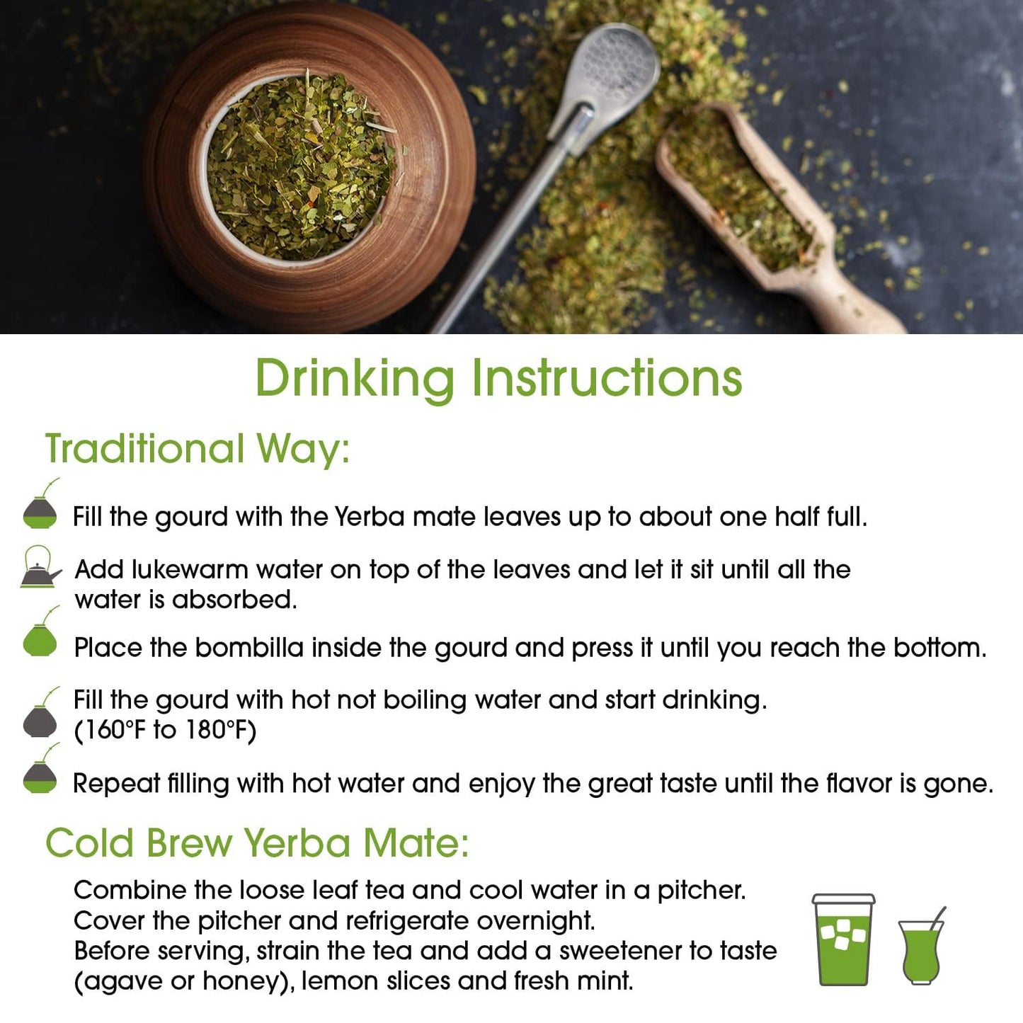 Organic Yerba Mate Loose Leaf Tea - Unsmoked Traditional South American Mate - Natural Energy & Focus - USDA Certified - Premium Aged Leaves - 14 oz.