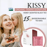SECRETEA, KISSY, Organic TAIWAN Signature Honey Scented Black Tea | Good for Cold brew Tea | Natural Antioxidants |15 Sachet Tea Bags