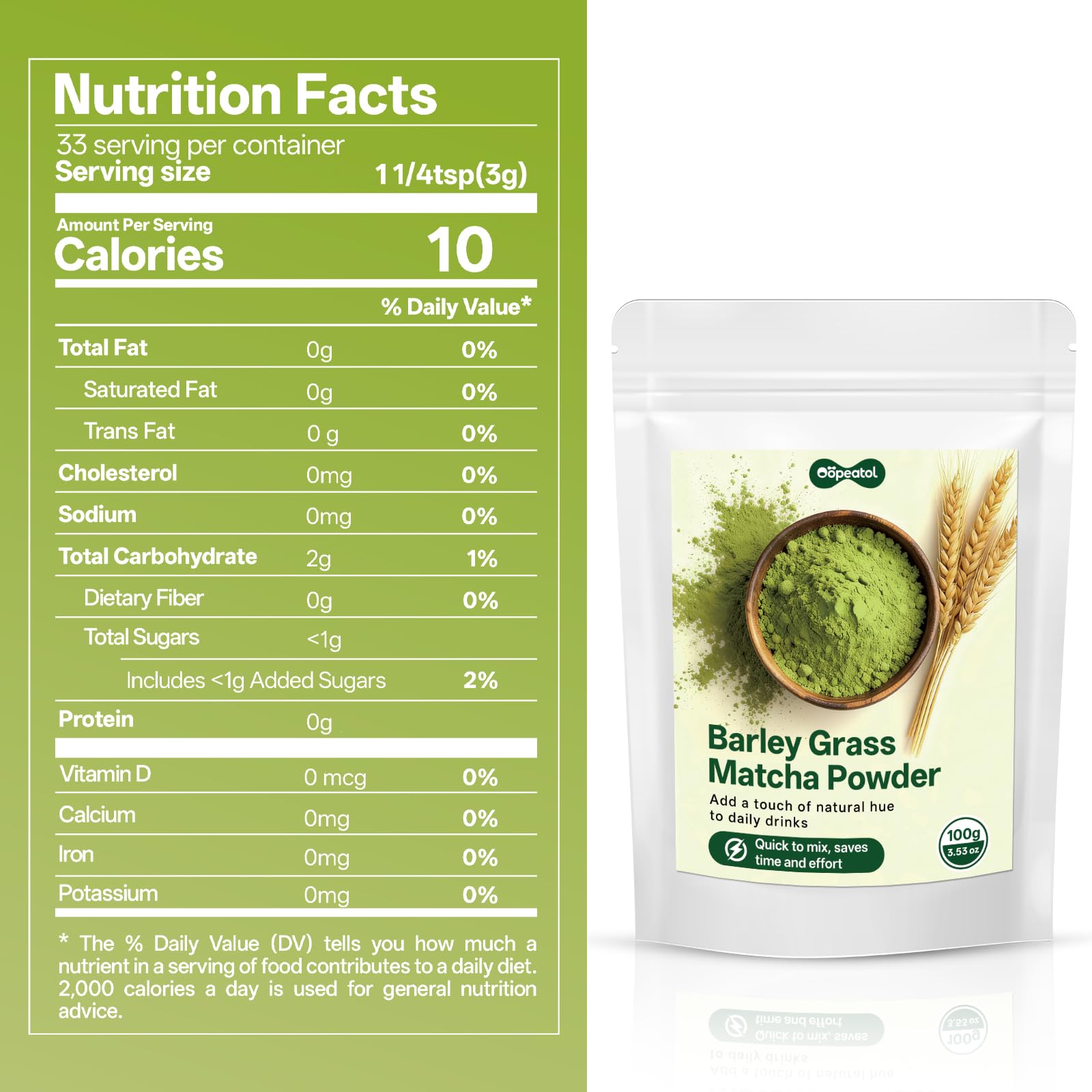 Ceremonial-Grade Matcha Powder Barley Grass Matcha Powder with L-Theanine & EGCG | Premium Blend for Calm Energy, Focus & Antioxidants | Supports Body