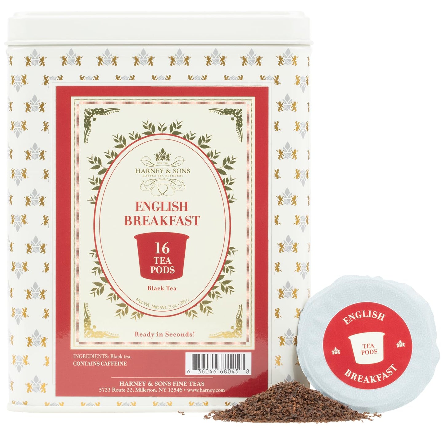 Harney and Sons English Breakfast Tea Pods, Single Use, K-Cup Compatible, Bold, Flavorful, Caffeinated