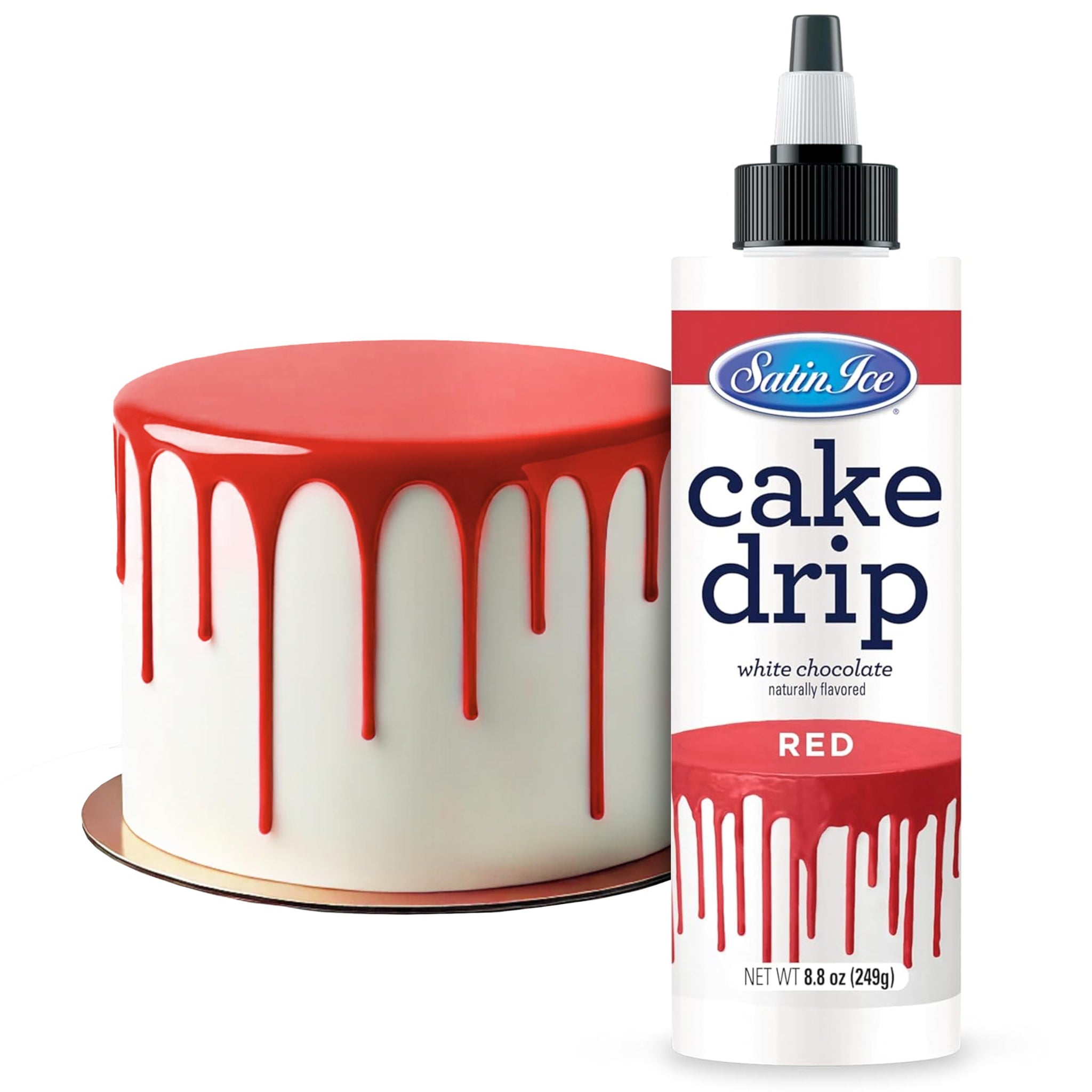 Satin Ice Cake Drip, Red, 8.8 Ounce