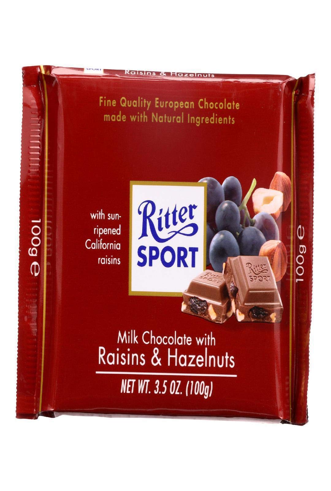 Ritter Sport Milk Chocolate with Raisins and Hazelnuts (Pack