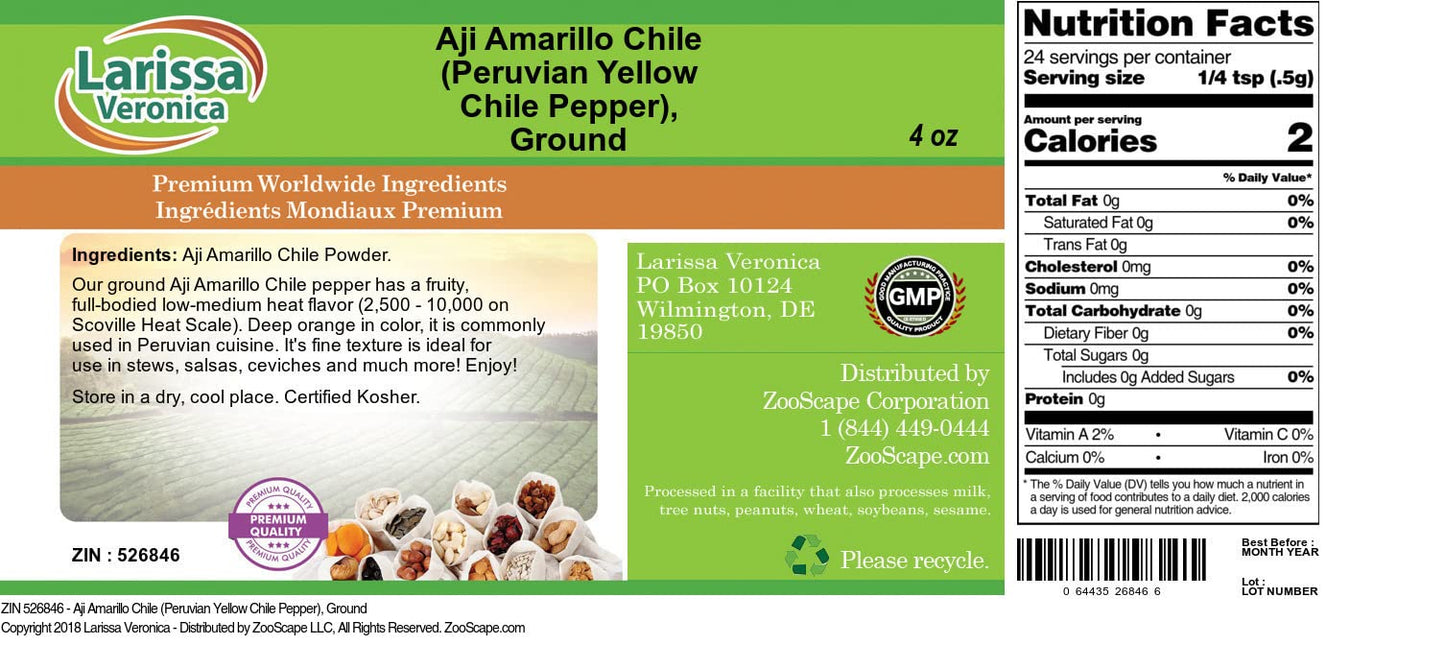 Aji Amarillo Chile (Peruvian Yellow Chile Pepper), Ground (4 oz, ZIN: 526846) - 3 Pack
