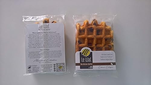 Le Waf Chocolate Chip Artisan Belgian Liege Waffles with Pearl Sugar (Pack of 8)