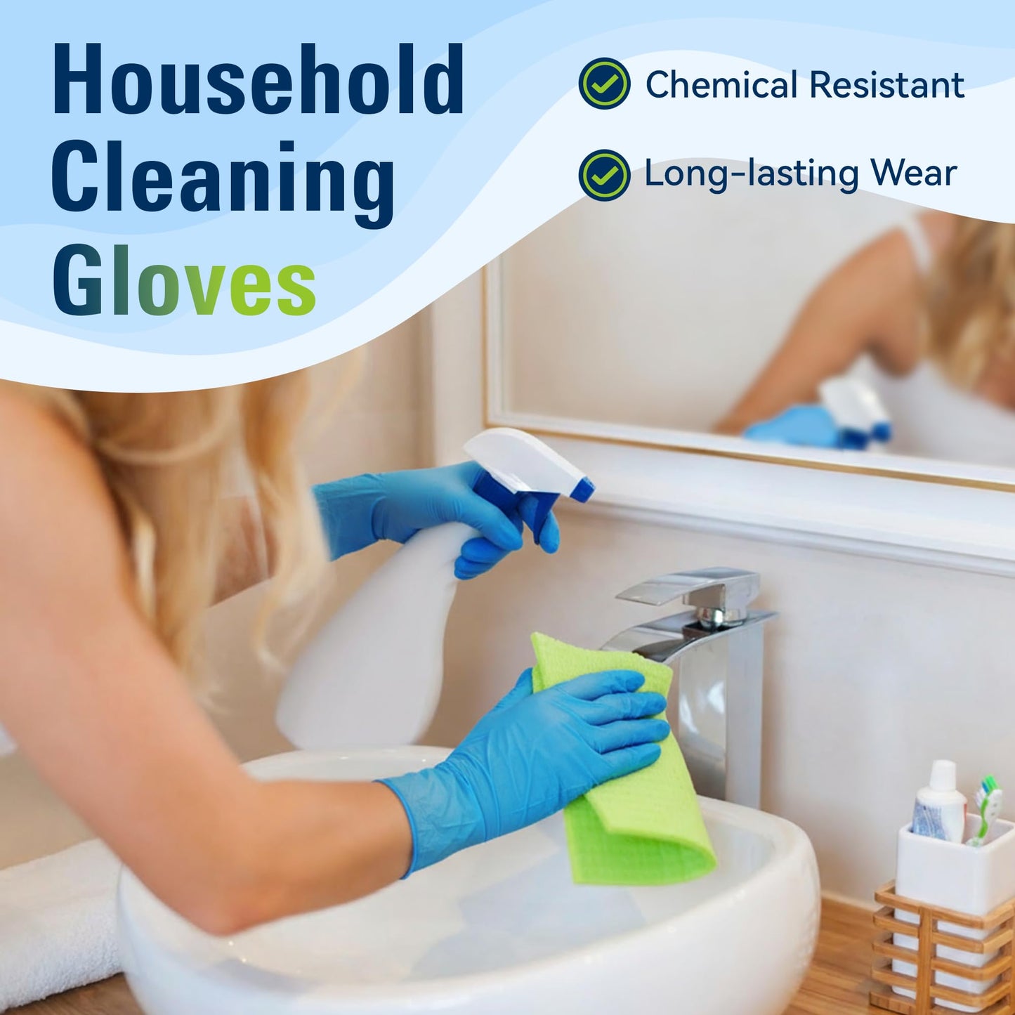 SWIFTLITE Nitrile Gloves, Food Safe Disposable Gloves Latex Free, Blue Rubber Gloves Powder Free for Food Prep, Cooking, Kitchen Cleaning (Large, 100)
