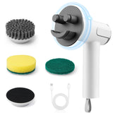 Electric Spin Scrubber Compatible with Scrub Daddy/Mommy, Coinicxcel 2-Speed Option IP7X Waterproof Smile Sponge Dish Wand Holder with 4 Replaceable