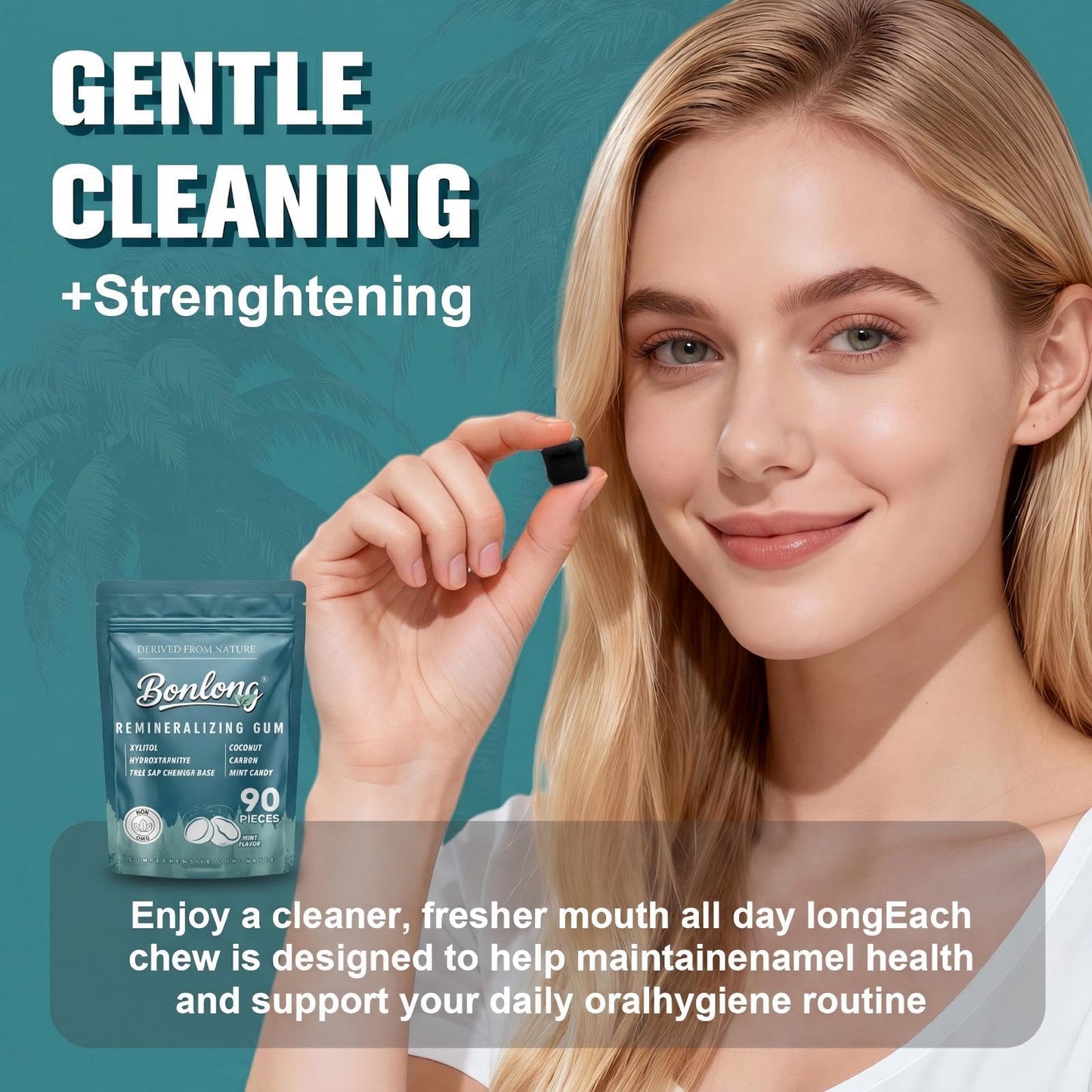 Remineralizing Gum, Remineralizing Gum with Nano Hydroxyapatite & Xylitol & Coconut Carbon, 2026 New Upgrade, Effectively to Mineralizing, Cleaning