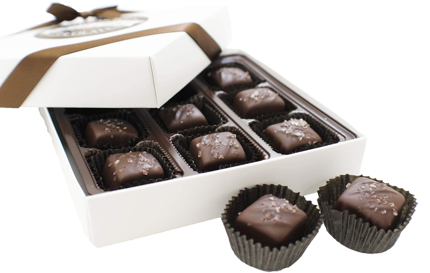 Vermont Nut Free Chocolates Dark Chocolate Sea Salt Caramels (9-Piece), Nut-Free, Kosher
