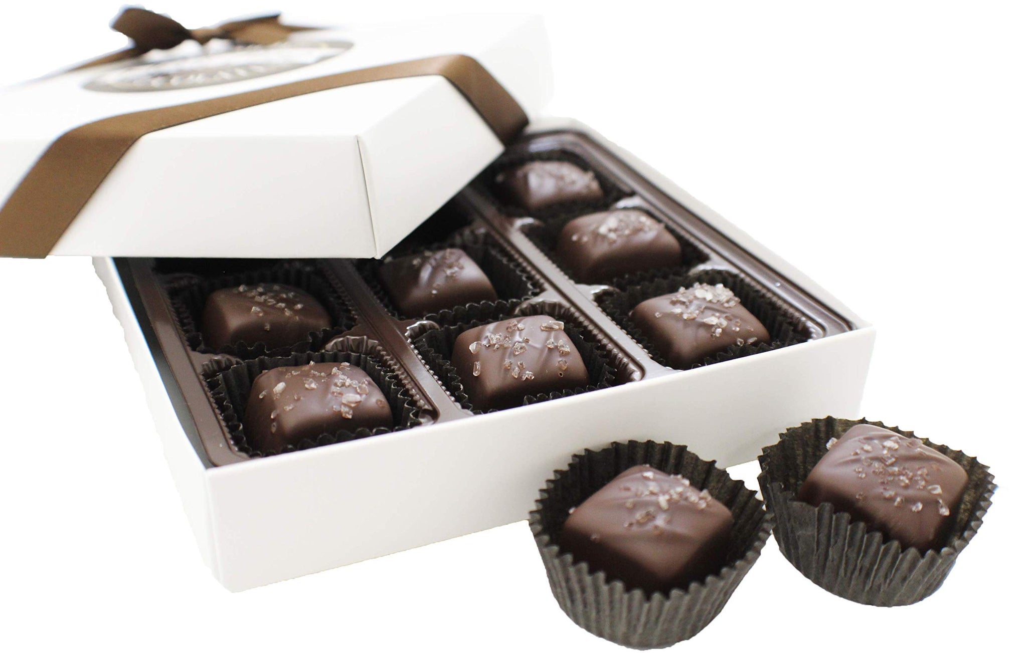 Vermont Nut Free Chocolates Dark Chocolate Sea Salt Caramels (9-Piece), Nut-Free, Kosher