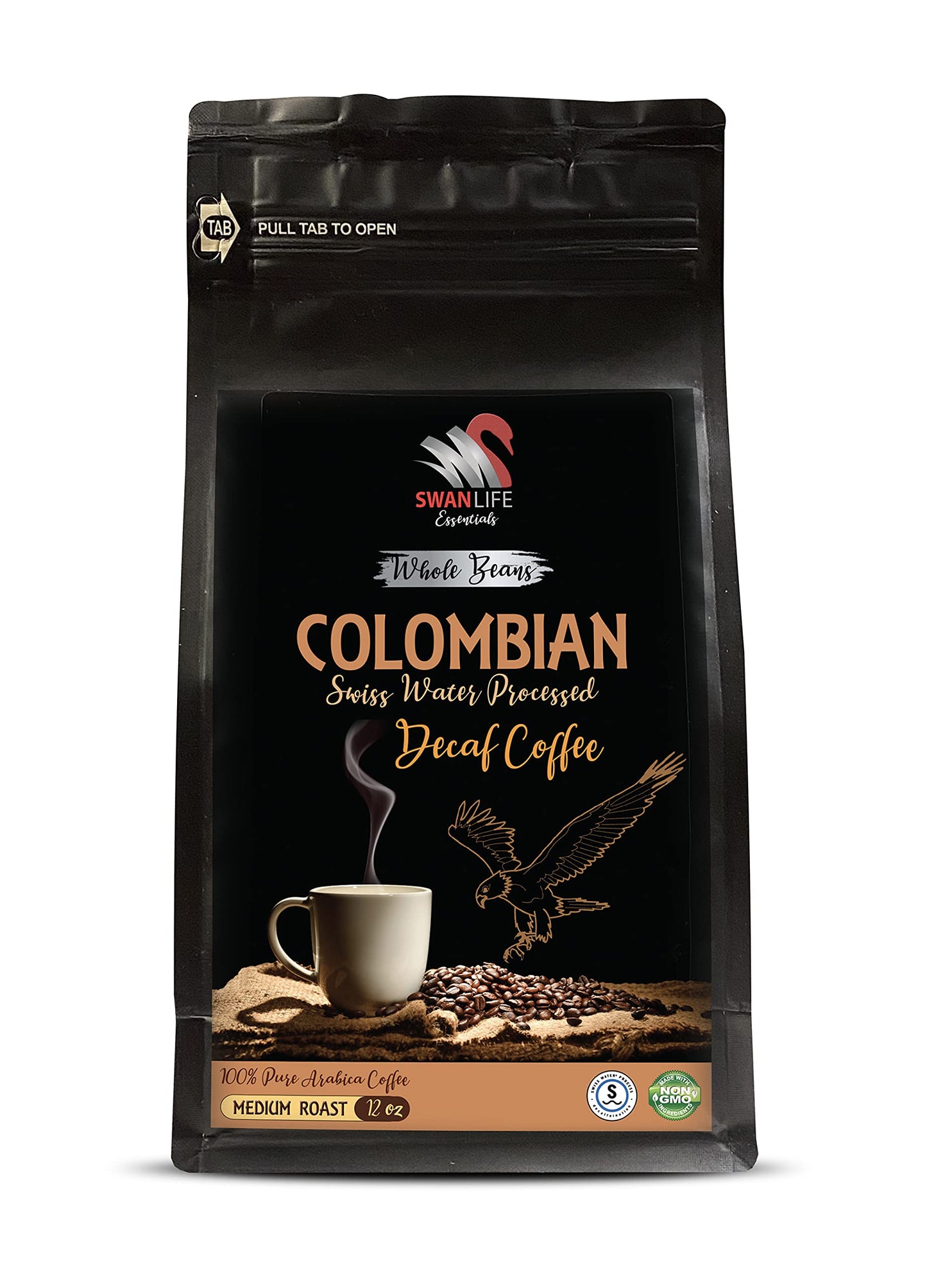 colombian coffee beans medium roast - DECAF COLOMBIAN WHOLE BEANS COFFEE, Medium Roast, 100% Pure Arabica, swiss water processed, non gmo - swiss