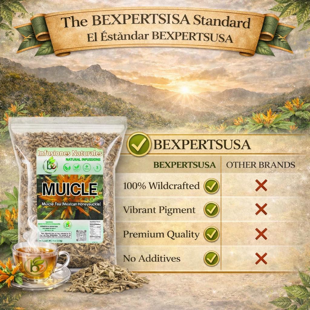 Muicle Herbal Tea (Mexican Honeysuckle) - 4 oz Loose Leaf - 100% Natural, Wildcrafted, Vegan, Non-GMO, Gluten-Free, Caffeine-Free - Authentic Mexican