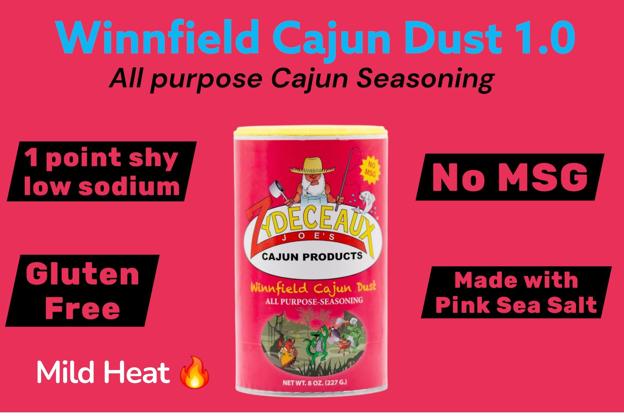 Zyde'ceaux Joe's Cajun Seasoning Bundle, Bayou Gala, Winnfield Cajun Dust 1.0 and 2.0, Premium Fish Fry Breading, 4 Pack