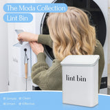The Moda Collection Magnetic Laundry Lint Bin for Dryer | Wall-Mounted Small Trash Can for Laundry Room | Includes Magnetic Hook & Lint Brush |