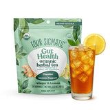 Four Sigmatic Gut Health Organic Herbal Tea | Organic Lemon Ginger Tea with Probiotics & Turkey Tail Mushroom | Instant Digestive Tea | Vegan