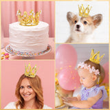 15Pcs Crown Cake Topper, Gold Silver Mini Crowns, Small Crystal Pearl Cupcake Toppers for Flower Arrangements Cupcake Baby Shower Birthday Party