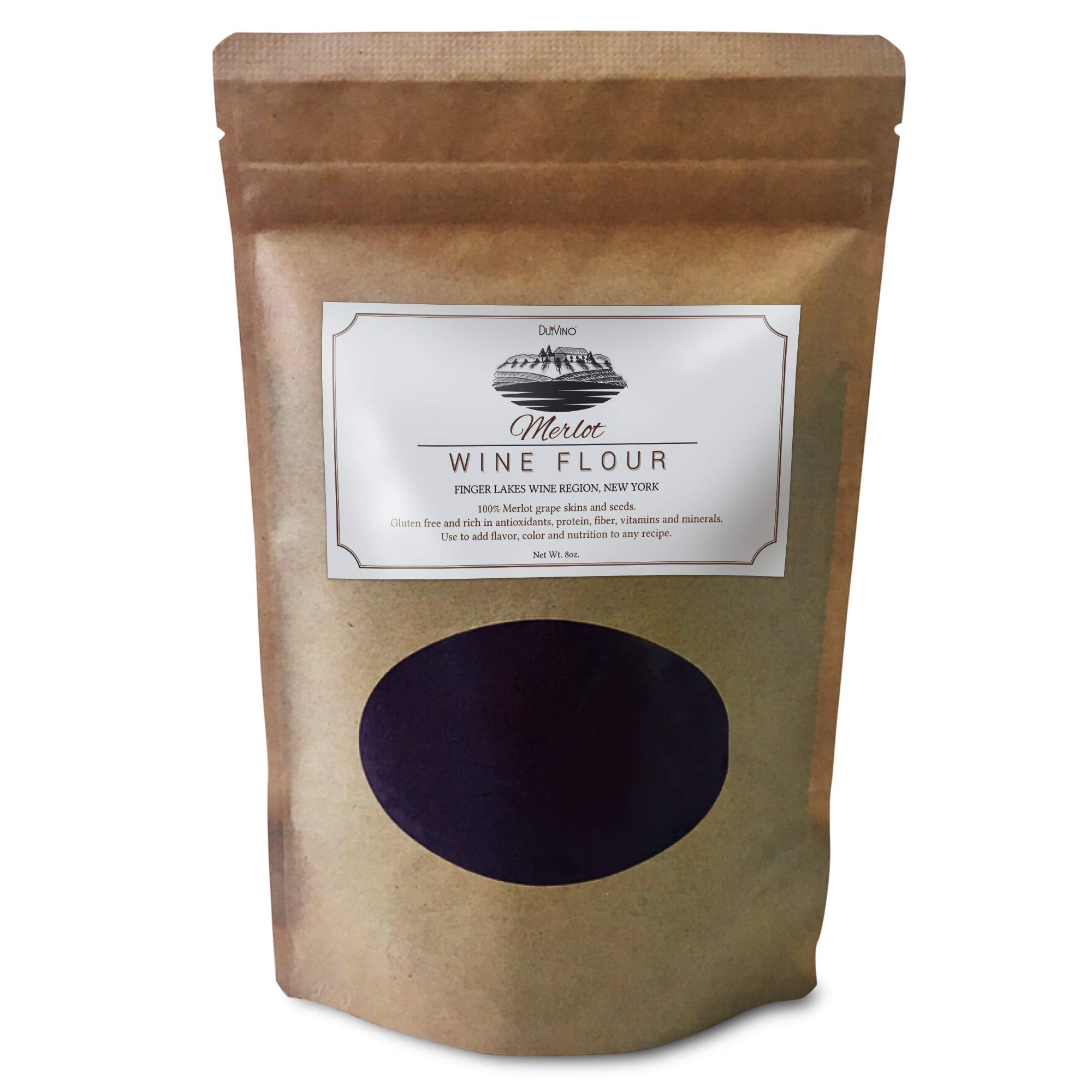 Merlot Wine Flour/Wine Powder made 100% from Grape Skins and Seeds grown in NY Wine Region- Gluten Free Flour Rich in Antioxidants, Protein & Fiber