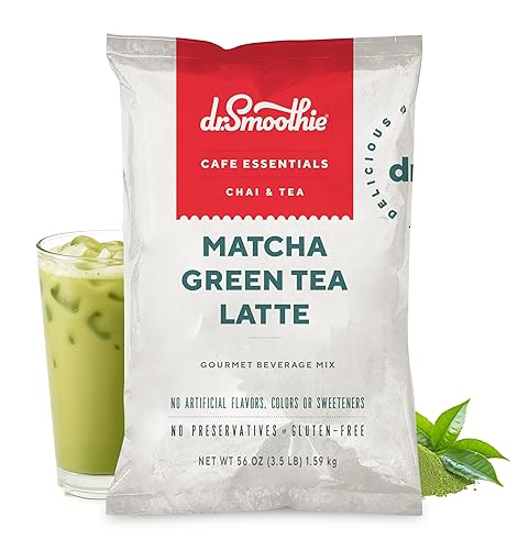 Café Essentials Matcha Green Tea Latte Frappe Mix - No Artificial Colors, Flavors, or Sweeteners - Shelf Stable - 51mg of Caffeine - Great for Hot