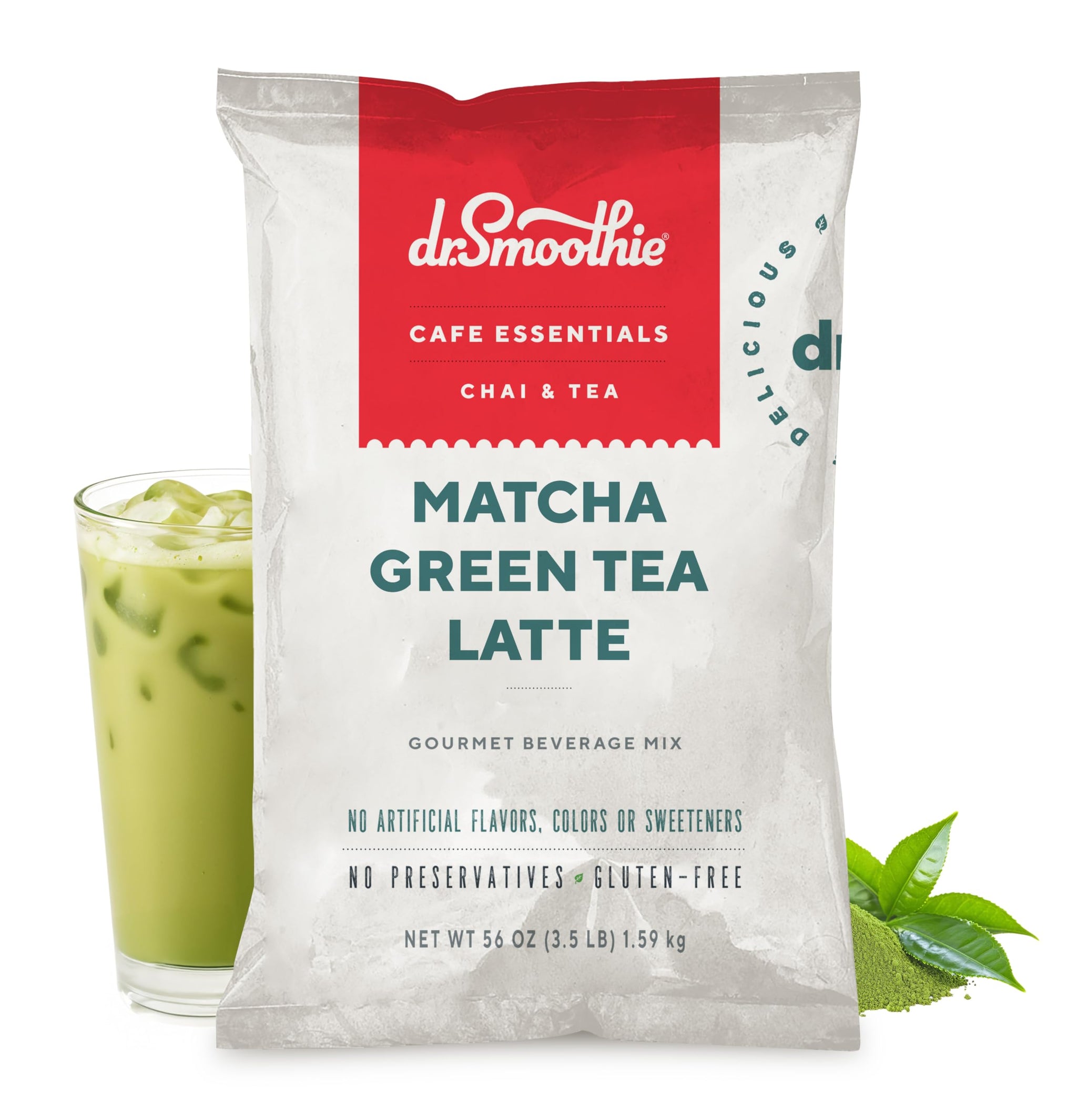 Café Essentials Matcha Green Tea Latte Frappe Mix - No Artificial Colors, Flavors, or Sweeteners - Shelf Stable - 51mg of Caffeine - Great for Hot