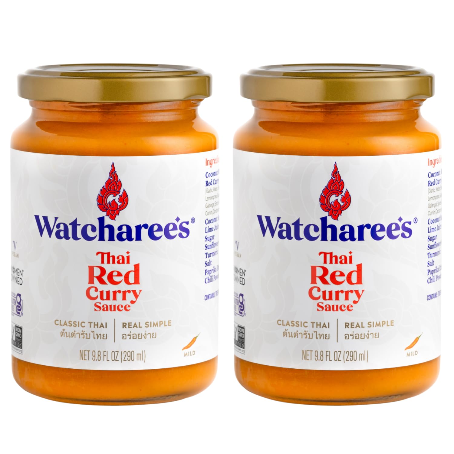 Watcharee’s Thai Red Curry Sauce - Authentic Thai Flavor Made from Real Red Curry Paste & Coconut Milk, Crafted with Natural Ingredients