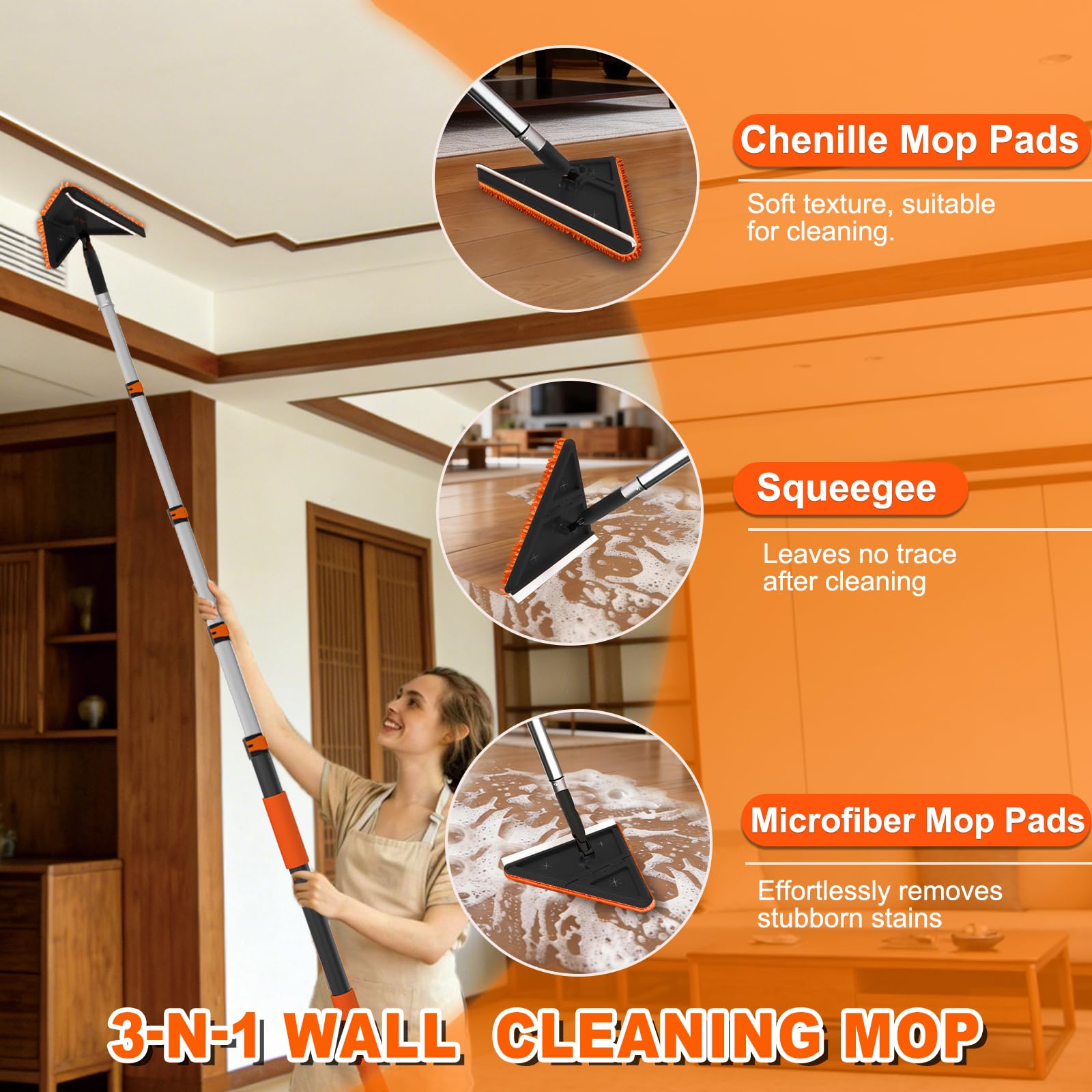 SISUPASSIE 26FT Reach Duster Cleaner Kit, Dusters for Cleaning with Extension Pole, Baseboard & Wall and Window Cleaner Mop for Fan Blades, High
