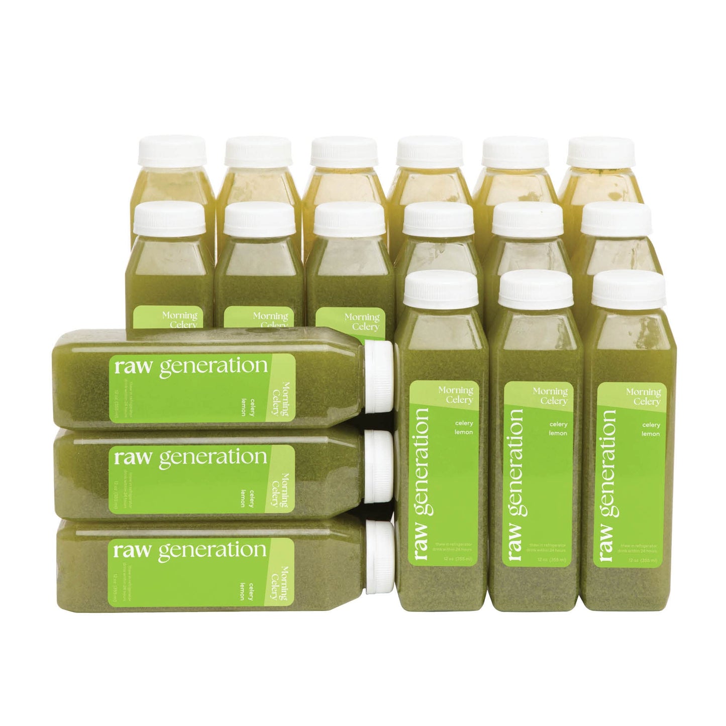 Raw Generation 100% Raw Celery Juice - Improves Acid Reflux and Gut Health | Single Ingredient | Never From Concentrate (18 Bottles)