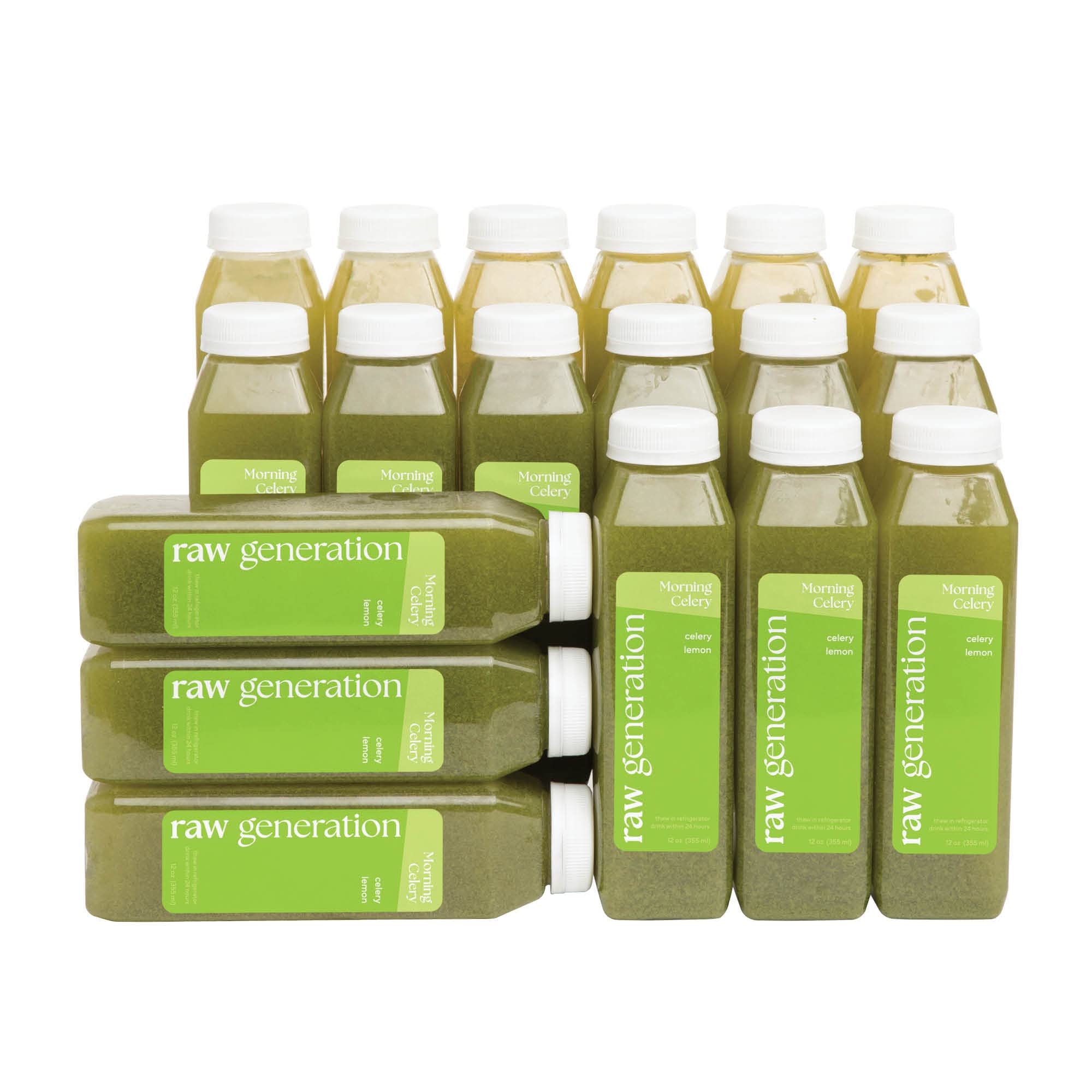 Raw Generation 100% Raw Celery Juice - Improves Acid Reflux and Gut Health | Single Ingredient | Never From Concentrate (18 Bottles)