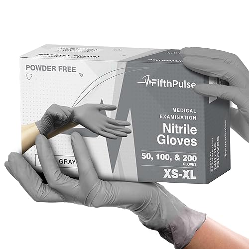 FifthPulse Cool Gray Nitrile Disposable Gloves X Large, 100 Count - Latex Free food Safe Cleaning and Cooking Gloves X Large, Surgical Grade Medical