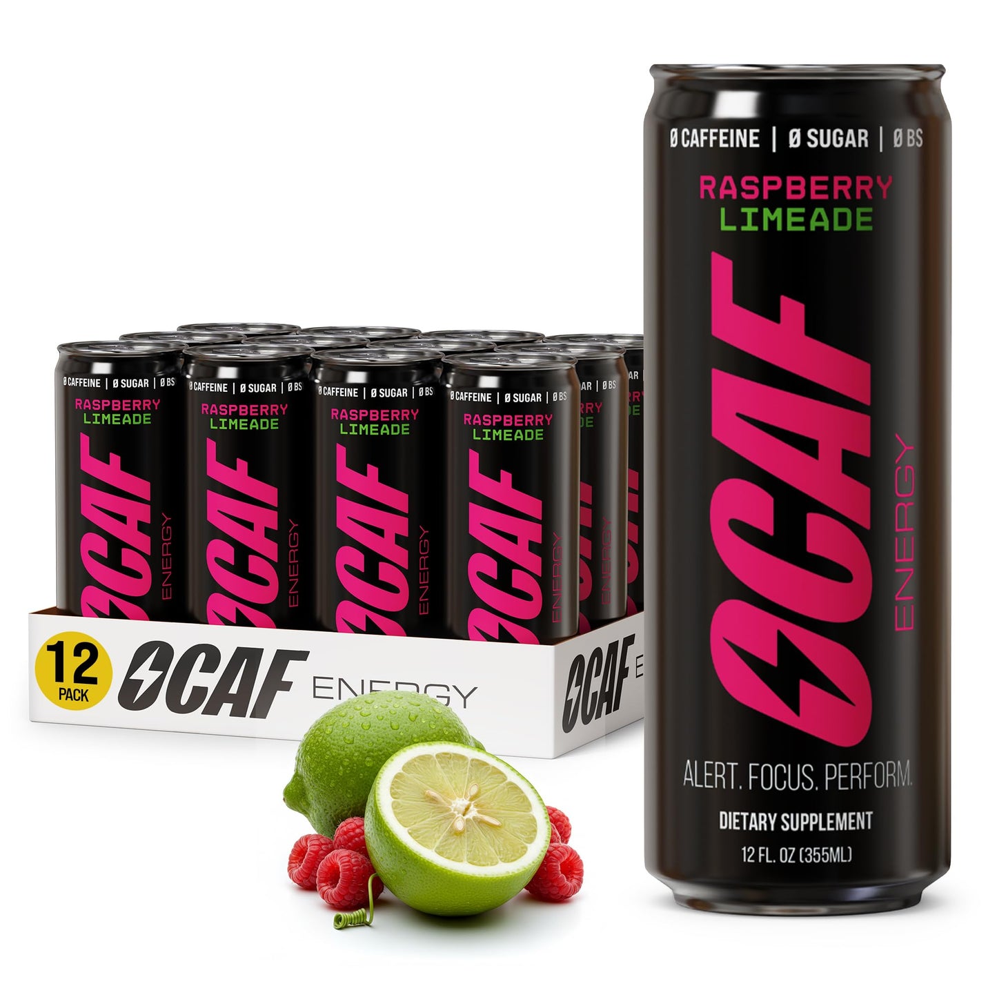 ØCAF Energy - Paraxanthine Energy Drink, Caffeine Alternative, Sugar Free, Raspberry Passionfruit, Smooth Focus & Alertness, No Jitters or Crash