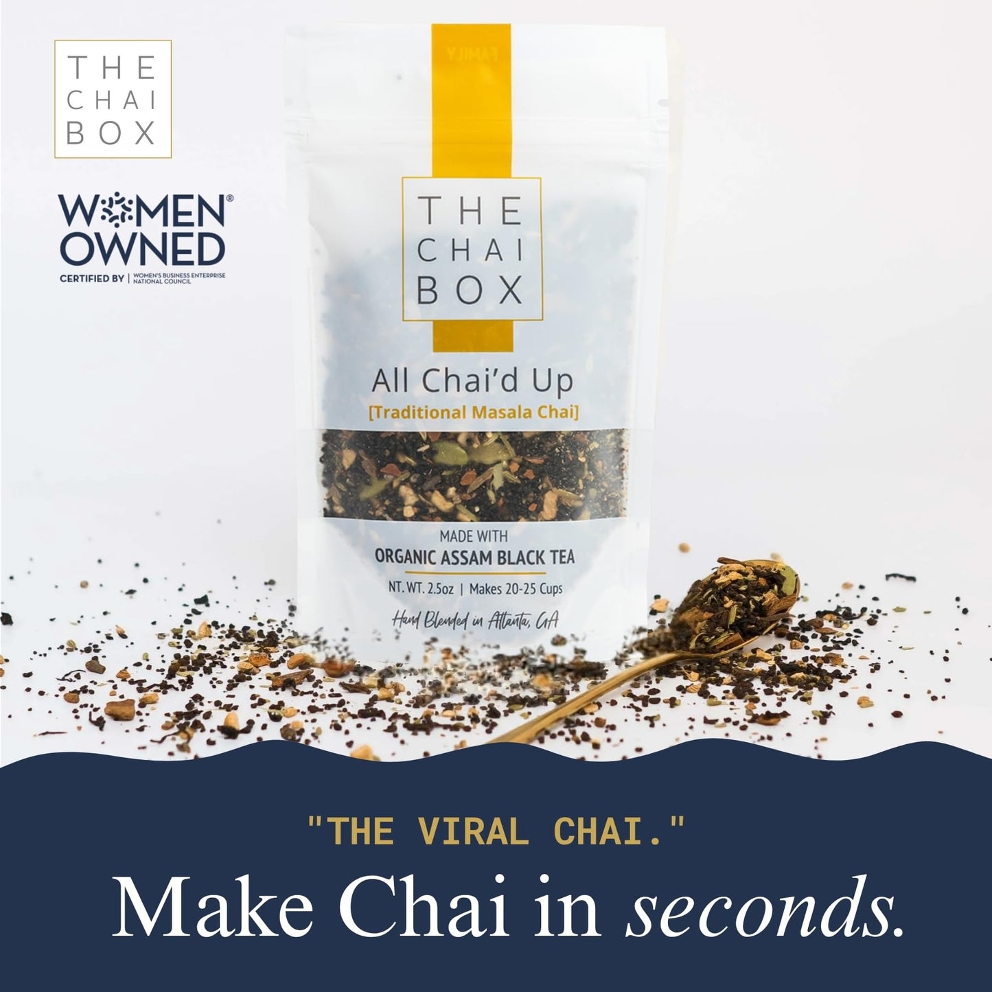 The Chai Box Loose Leaf 100% Organic Black Tea - Featured in Oprah's Favorite Things | Caffeinated Black Tea with Ginger, Cinnamon, Clove, Fennel
