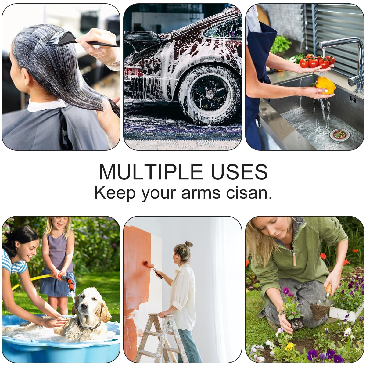 Cunguv 100 Pieces Disposable Long Arm Gloves Plastic Long Sleeve Protective Glove for Farm Cleaning