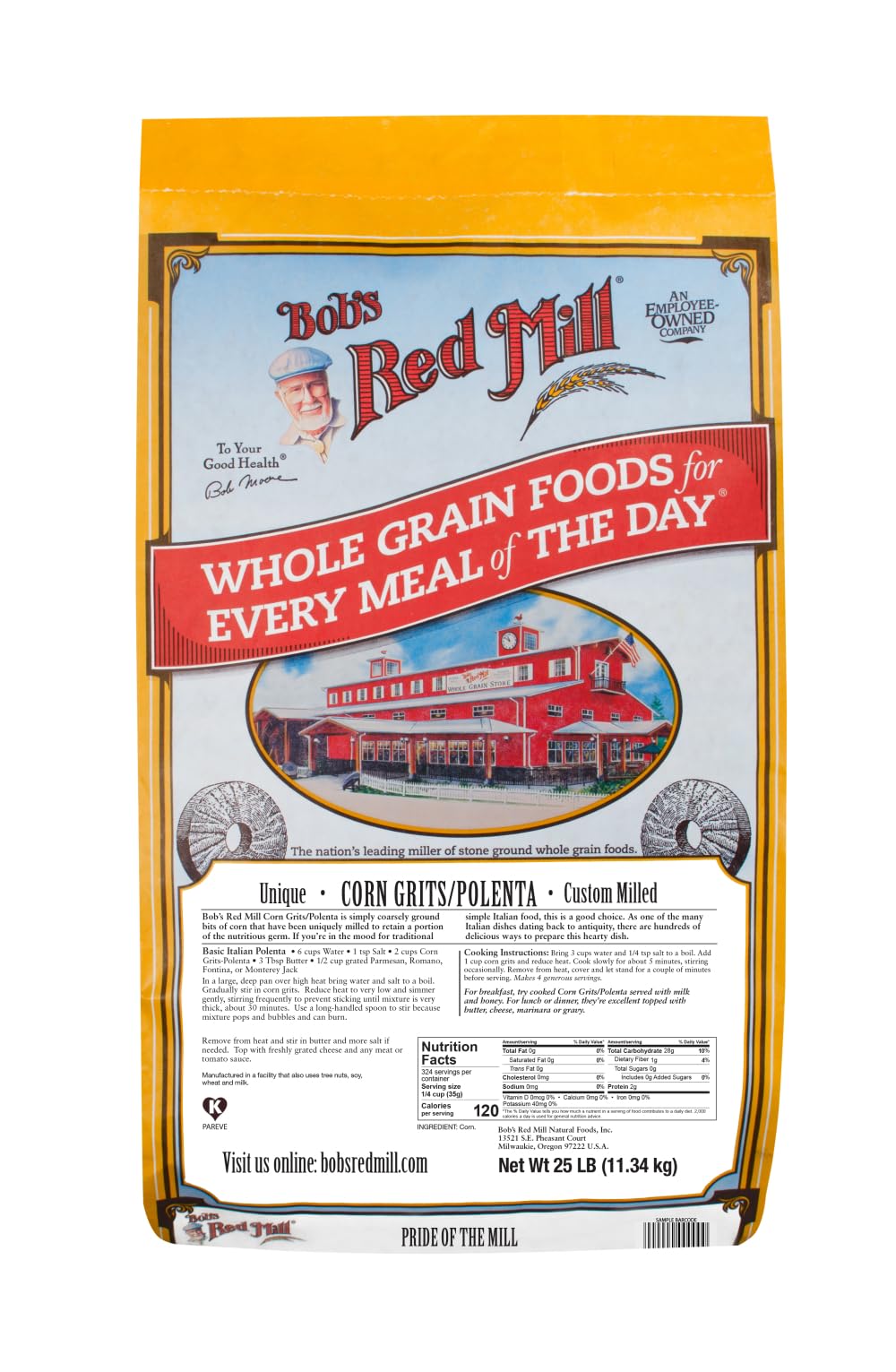 Bob's Red Mill Polenta/Corn Grits - 25 Pound (Pack of 1) - Classic Italian Polenta, Rich Creamy Porridge, Vegan
