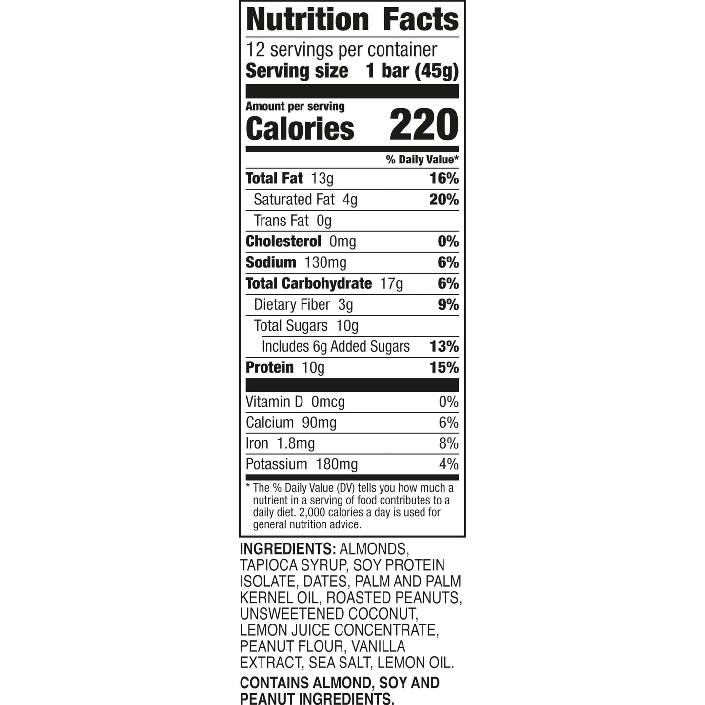 Larabar Lemon Protein Bars, Peanuts and Almonds, 10g Protein, Gluten Free, 12 Ct, 19.08 oz