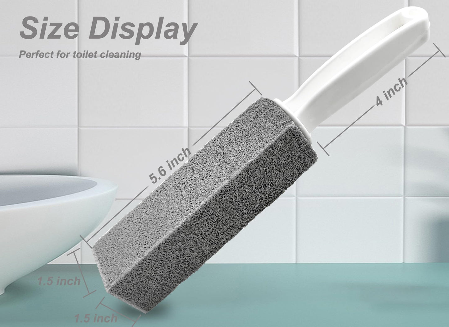 Comfun Pumice Stone Toilet Brush for Cleaning Toilet Bowl with Handle, Pumice Stick Pumice Scouring Pad for Cleaning, 4 Pack