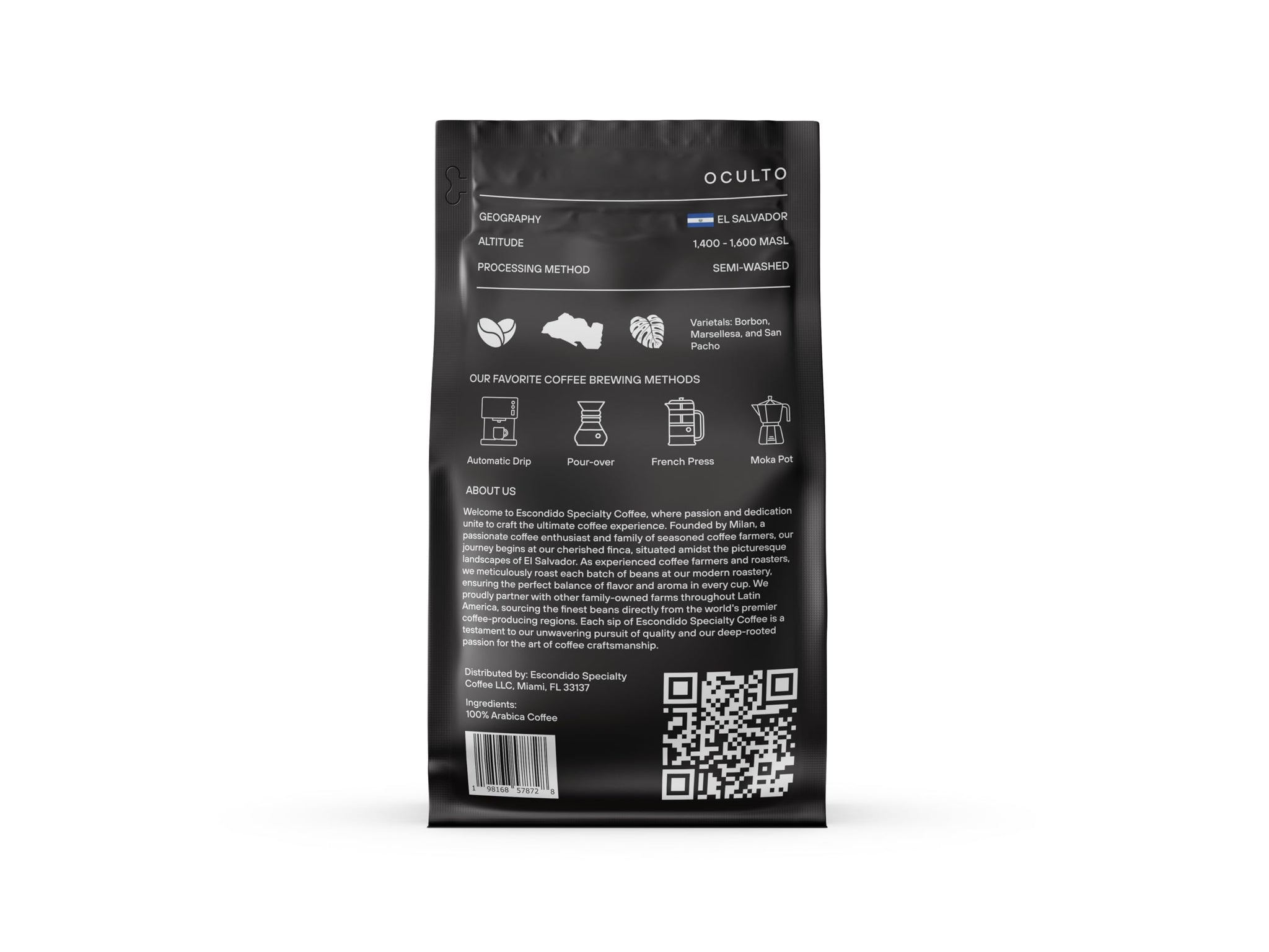 Escondido Specialty Coffee, Oculto, Medium Dark Roast, Whole Bean, 12 Ounce (Pack of 1)