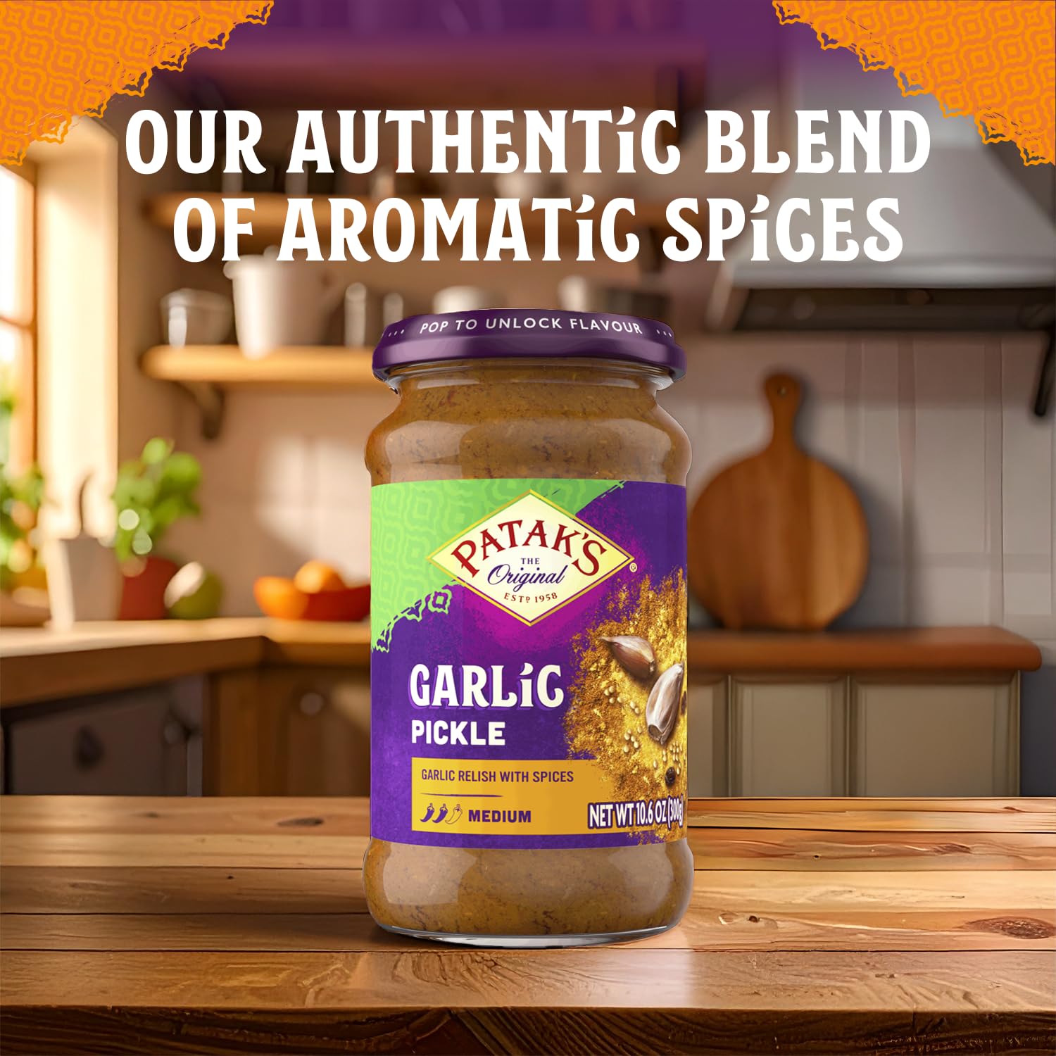 Patak’s Garlic Pickle - Authentic Indian Relish w/Garlic Cloves, Raisins & Aromatic Spices - Perfect for Sandwiches, Curries & Cold Meats - Vegan
