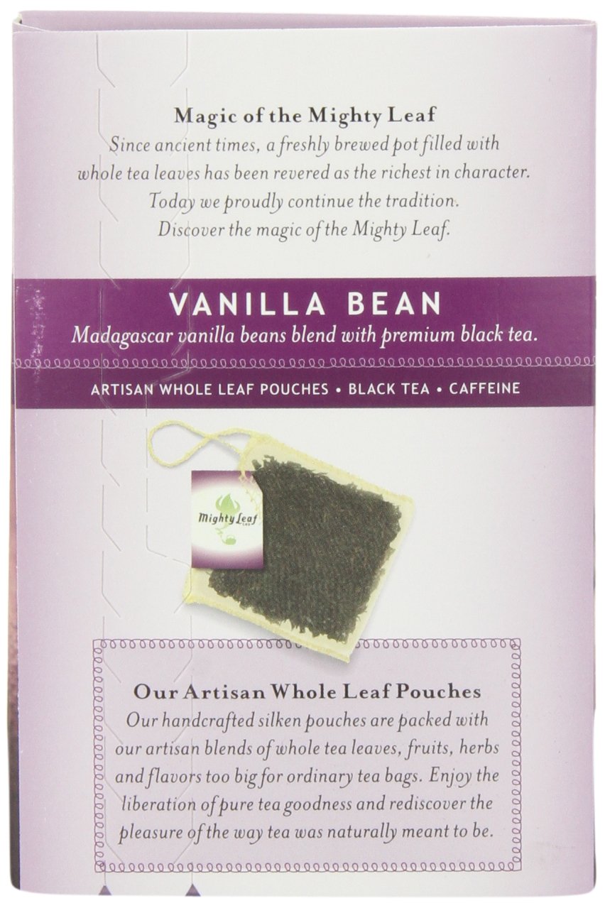 Mighty Leaf Vanilla Bean Black Tea, Rich and Creamy Flavor, 15 Silk Bags (Pack of 3)