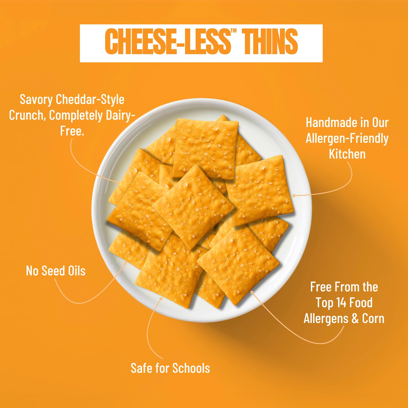 Every Body Eat Snack Cracker Thins, Cheese-Less - Gluten Free, Vegan, Dairy Free, and Seed Oil Free, 4oz